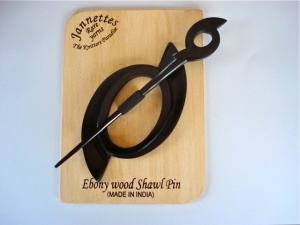 Ebony Wood Oval Smooth Shawl Pin Set