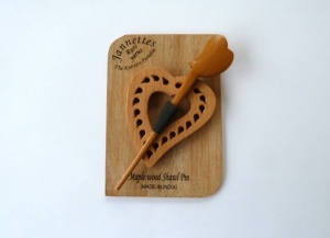 Maple Wood Pierced Heart Shawl Pin Set