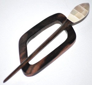 Pollika Botanical Kamagong and Mother of Pearl Shawl Pin