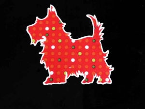Red Spotted Scottie Dog Iron on Appliqu