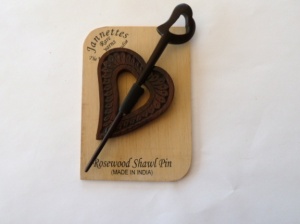 Rosewood Engraved Heart  Shawl Pin Set