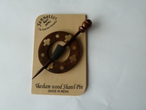 Shesham Wood Brass Inlaid Circular Shawl Pin Set