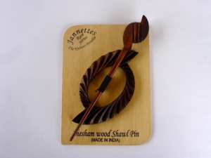 Shesham Wood Oval Ridged Shawl Pin Set