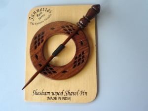 Shesham Wood Pierced Circular Diamond Shawl Pin Set