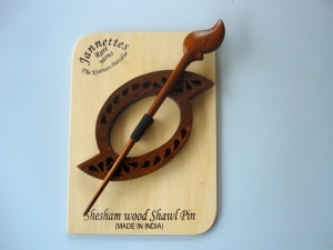 Shesham Wood Pierced Shawl Pin Set