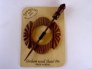 Shesham Wood Uneven Circular  Shawl Pin Set