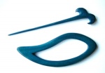 Aqua Wood Shawl Pin 2 Piece Set