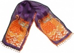 Laurel Burch Autumn Felines Silk Scarf - Purple