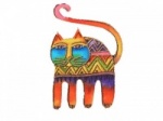 Laurel Burch Red Legged Cat Iron on Appliqu�
