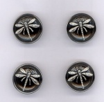 Dragonfly Buttons - Black / Silver - Small Size