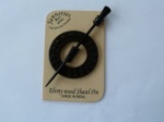 Ebony Wood Circular Pierced Shawl Pin Set