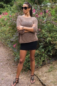 Filatura di Crosa Jasmine Openwork Sweater Kit - Sand Colourway