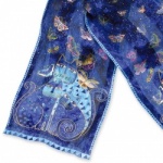 Laurel Burch Indigo Cats Silk Scarf