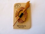 Maple Wood Pleated Oval Shawl Pin Set