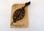 Rosewood Brass Inlaid Oval Shawl Pin Set