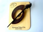 Rosewood Engraved Flower Shawl Pin Set