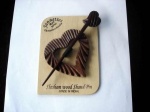 Shesham Wood Heart  Shawl Pin Set - Closed Heart Pin