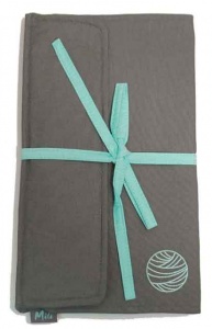 Mili Style Silk Chloe Grey / Aqua Circular Needle Case