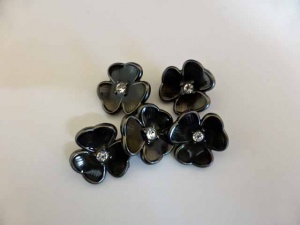 Black and Diamante Flower Buttons