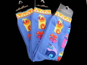 Laurel Burch Feline Fest Socks - Blue Colourway