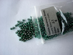 Debbie Abrahams Silver Lined Emerald Beads Size 8/0