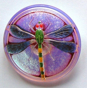 Dragonfly Buttons - Lilac / Silver - Large Size