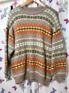 Jaeger Taupe Fair Isle Sweater