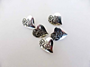 Antique Silver Heart Engraved Buttons