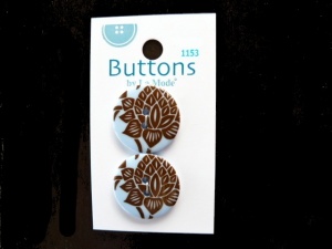 La Mode Brown and Blue Damask Buttons