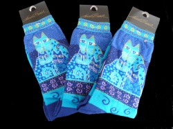 Laurel Burch Blue Felines Socks