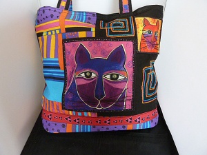 Laurel Burch Whiskered Cats Shoulder Tote