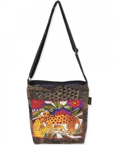 Laurel Burch Folklorica Leopards of Shambala Cross Body Bag