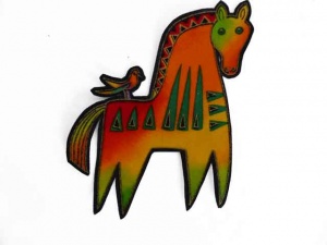 Laurel Burch Orange and Yellow Mythical Horses Iron  on Appliqué