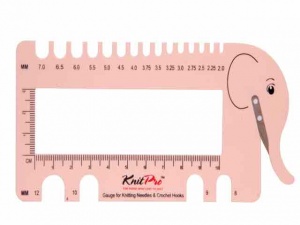 Knit Pro Elephant View Sizer and Needle Gauge - Blush