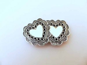 Large ''Silver'' Heart Buttons