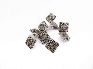 Antique Silver Square Engraved Buttons