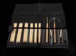 Kinki Amibari Bamboo Miniature Needle & Crochet Hook Set - Black Polka Dot Fabric