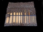 Kinki Amibari Bamboo Miniature Needle & Crochet Hook Set - Blue Cherry Blossom Fabric