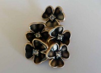 Black and Diamante Gold Edged Flower Buttons