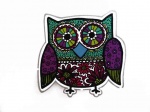Purple  Owl Iron on Appliqué