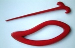 Red Wood Shawl Pin 2 Piece Set