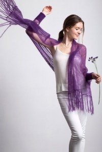 Filatura di Crosa Rosamund Shrug with attached scarf Kit - Purple