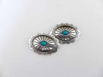 Large ''Silver'' Oval Buttons with Blue Stone