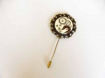 Watch Movement Antique Bronze and Silver Shawl Stick Pin