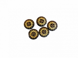 Small Brown and Gold Wooden Flower Buttons